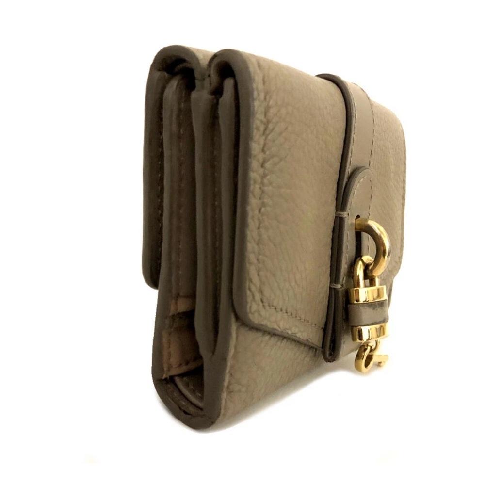 🔥Chloe🔥 Paddington 🔒 Taupe Pebble Leather Wallet - Picture 4 of 10